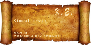 Kimmel Ervin névjegykártya